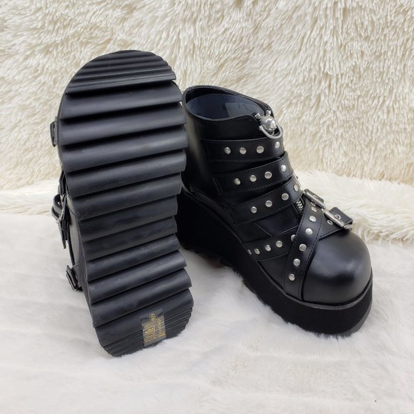 Platform Goth Boot Bootie Skull Head - Picture 9 of 13